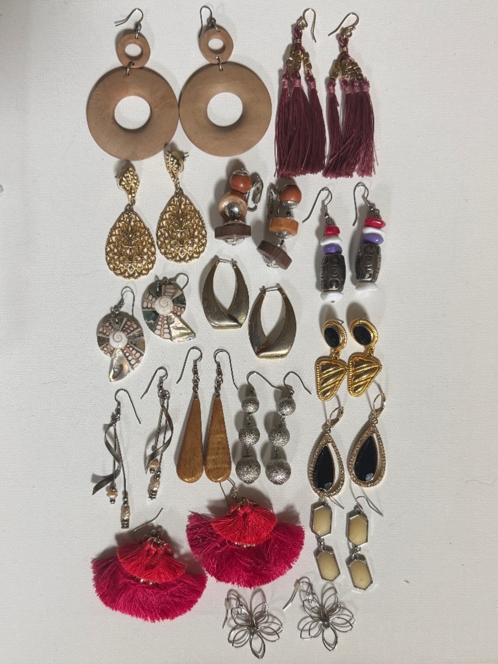Vintage Dangle Drop Earrings Lot 15 Pairs Boho Statement